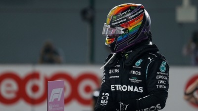 Mercedes' Lewis Hamilton after winning the race (REUTERS)