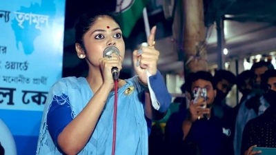 Saayoni Ghosh was detained by Tripura Police on Saturday. The BJP and TMC are going head-to-head in the upcoming civic body polls in Tripura. (Facebook/Saayoni Ghosh) Saayoni Ghosh was detained by Tripura Police on Saturday. The BJP and TMC are going head-to-head in the upcoming civic body polls in Tripura. (Facebook/Saayoni Ghosh)