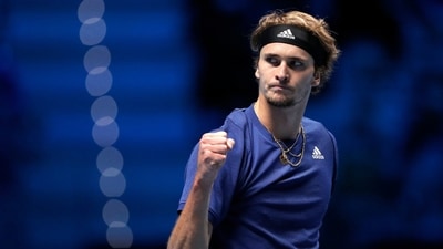 Alexander Zverev reacts during his semi final match against Serbia's Novak Djokovic&nbsp; (REUTERS)