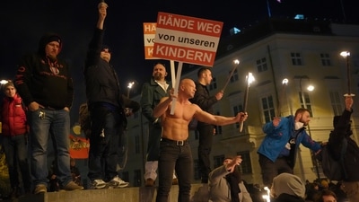 Tens of thousands of protesters marched through the Austrian capital after the government announced a nationwide lockdown beginning Monday. (AP) Tens of thousands of protesters marched through the Austrian capital after the government announced a nationwide lockdown beginning Monday. (AP)