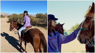 Ananya Panday is having a lot of fun in Las Vegas. The actor recently flew to Nevada for the shooting schedule of her upcoming Indian sports drama Liger. Since then, Ananya's Instagram profile is flooded with slew of pictures from her shoot diaries. From chilling on the set with Mike Tyson to posing in cowboy hats, Ananya is doing it all. (Instagram/@ananyapanday) Ananya Panday is having a lot of fun in Las Vegas. The actor recently flew to Nevada for the shooting schedule of her upcoming Indian sports drama Liger. Since then, Ananya's Instagram profile is flooded with slew of pictures from her shoot diaries. From chilling on the set with Mike Tyson to posing in cowboy hats, Ananya is doing it all. (Instagram/@ananyapanday)