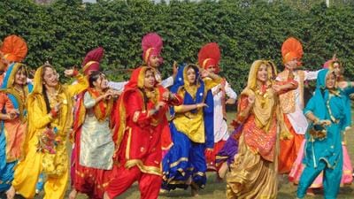 Students of DPS Khanna during Founder’s Day celebrations. (HT Photo)