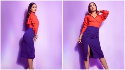 Hina Khan's pictures from her fashion photoshoots are a treat for sore eyes. The actor keeps her Instagram family updated with her pictures from her shoots, regularly. On Saturday, Hina lit up Instagram with a set of pictures of herself and we are smitten by her attire. (Instagram/@realhinakhan) Hina Khan's pictures from her fashion photoshoots are a treat for sore eyes. The actor keeps her Instagram family updated with her pictures from her shoots, regularly. On Saturday, Hina lit up Instagram with a set of pictures of herself and we are smitten by her attire. (Instagram/@realhinakhan)