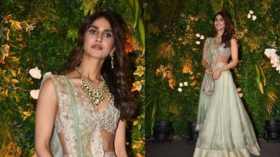Vaani Kapoor is among Anushka Ranjan's besties and was spotted at her sangeet. She will now be seen in Chandigarh Kare Aashiqui. (Varinder Chawla) Vaani Kapoor is among Anushka Ranjan's besties and was spotted at her sangeet. She will now be seen in Chandigarh Kare Aashiqui. (Varinder Chawla)