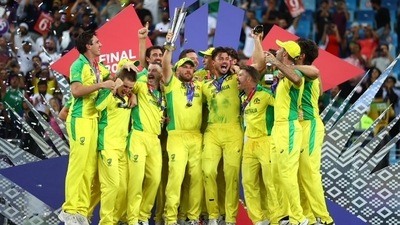 Australia celebrate after winning the T20 World Cup (TWITTER)