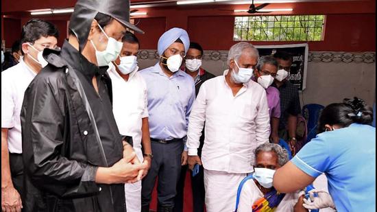 Tamil Nadu has set a target to achieve 100% vaccination by the month-end against the Covid-19 pandemic and till date it has inoculated 75% of the population with single dose. (ANI) Tamil Nadu has set a target to achieve 100% vaccination by the month-end against the Covid-19 pandemic and till date it has inoculated 75% of the population with single dose. (ANI)