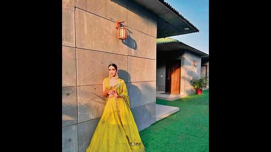 Sanya Malhotra’s lime-green lehenga set is perfect for a family get-together