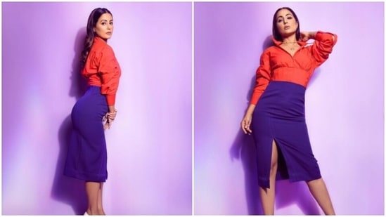 Hina Khan's pictures from her fashion photoshoots are a treat for sore eyes. The actor keeps her Instagram family updated with her pictures from her shoots, regularly. On Saturday, Hina lit up Instagram with a set of pictures of herself and we are smitten by her attire.(Instagram/@realhinakhan)