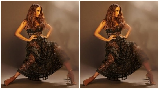 Malaika paired it with a black bikini and posed for the cameras.(Instagram/@manekaharisinghani)