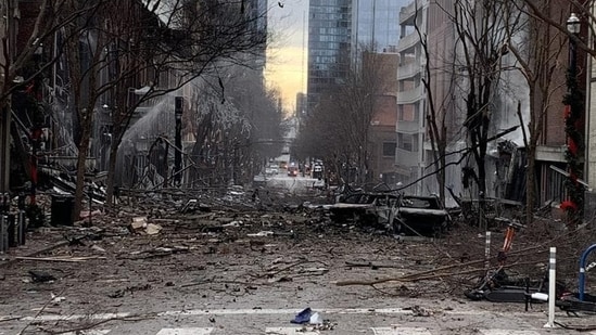 Blast site of Christmas Day bombing in Nashville last year.(AFP)