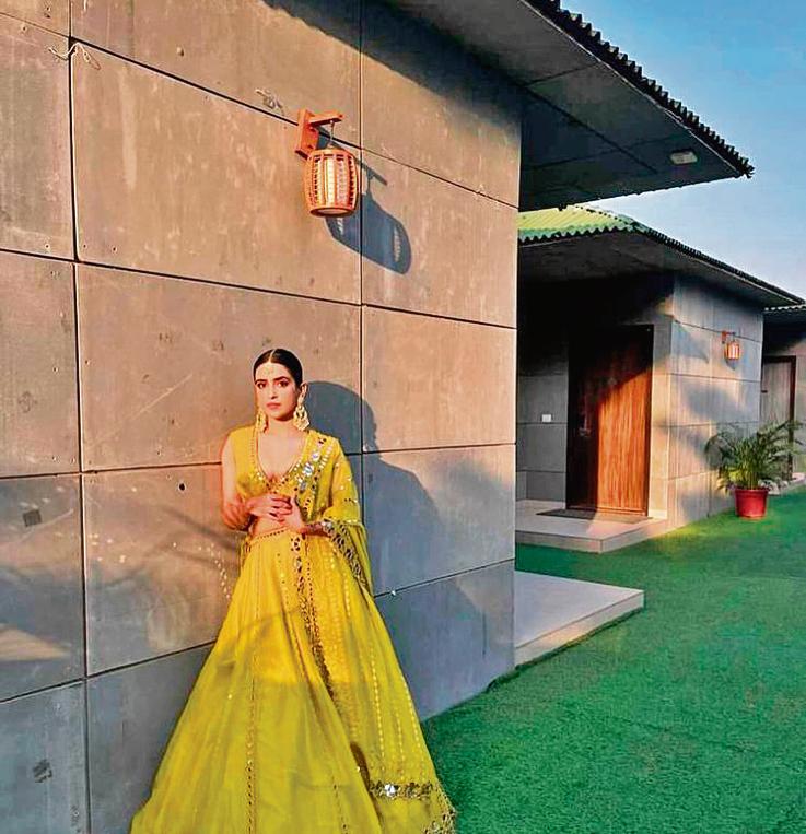 Sanya Malhotra’s lime-green lehenga set is perfect for a family get-together