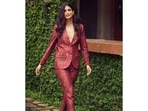 Aahana Kumra goes shirtless to rock a sultry look in <span class='webrupee'>₹</span>20k maroon silk pantsuit(Instagram/dipublicrelations) Aahana Kumra goes shirtless to rock a sultry look in <span class='webrupee'>₹</span>20k maroon silk pantsuit(Instagram/dipublicrelations)
