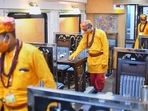 Ujjain Akhada Parishad want the dress code of Ramayan Express' waiters to be withdrawn. The seers claim it is an insult to the Hindu religion.&nbsp;(PTI Photo)