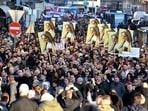 Demonstrators march in the center of Zagreb, Croatia, to protest against Covid-19 measures such as obligatory certificates for public sector.(AFP) Demonstrators march in the center of Zagreb, Croatia, to protest against Covid-19 measures such as obligatory certificates for public sector.(AFP)