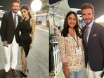 David Beckham with Mouni Roy and Mrunal Thakur. David Beckham with Mouni Roy and Mrunal Thakur.
