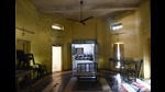 A view inside the Gurgaon Club, Civil Lines.The paint is peeling off and the building is riddled with seepage issues. (Vipin Kumar /HT PHOTO) A view inside the Gurgaon Club, Civil Lines.The paint is peeling off and the building is riddled with seepage issues. (Vipin Kumar /HT PHOTO)