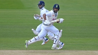 Cheteshwar Pujara and Ajinkya Rahane in action during the 4th day of the Second Test match between India and England at Lord's