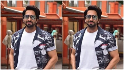 On Monday, Ayushmann drove our blues away in a white tee shirt and a grey pair of cargo trousers. (HT Photos/Varinder Chawla) On Monday, Ayushmann drove our blues away in a white tee shirt and a grey pair of cargo trousers. (HT Photos/Varinder Chawla)