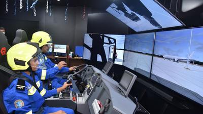 Kempegowda International Airport in Bengaluru has become the first airport in South Asia to commission a Rosenbauer Tactical Simulator. (HT Photo)