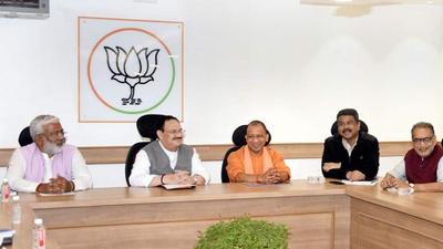 BJP chief JP Nadda, chief minister Yogi Adityanath at the core committee meetingi n Lucknow on Monday. (PTI PHOTO) BJP chief JP Nadda, chief minister Yogi Adityanath at the core committee meetingi n Lucknow on Monday. (PTI PHOTO)