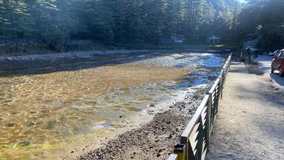 The dried up Dal Lake near Naddi village in Dharamshala. (HT Photo) The dried up Dal Lake near Naddi village in Dharamshala. (HT Photo)