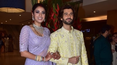 Anushka Ranjan and Aditya Seal posed for photographers after the wedding. (Varinder Chawla) Anushka Ranjan and Aditya Seal posed for photographers after the wedding. (Varinder Chawla)