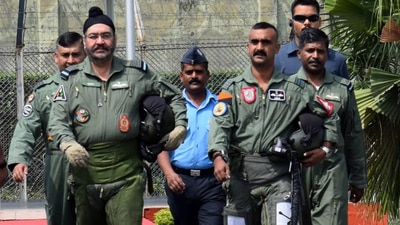 Abhinandan Varthaman with former IAF chief BS Dhanoa. (Photo courtesy IAF) Abhinandan Varthaman with former IAF chief BS Dhanoa. (Photo courtesy IAF)