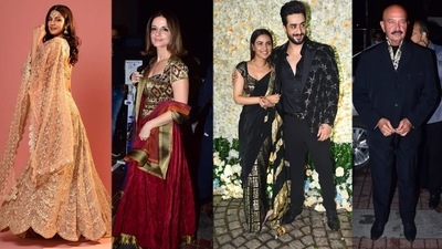 Rhea Chakraborty, Sussanne Khan, Jasmin Bhasin, Aly Goni and Rakesh Roshan at Anushka Ranjan and Aditya Seal's wedding. Rhea Chakraborty, Sussanne Khan, Jasmin Bhasin, Aly Goni and Rakesh Roshan at Anushka Ranjan and Aditya Seal's wedding. 