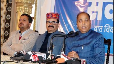 Himachal CM Jai Ram Thakur addressing mediapersons in Mandi on Monday. (Birbal Sharma/HT) Himachal CM Jai Ram Thakur addressing mediapersons in Mandi on Monday. (Birbal Sharma/HT)