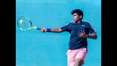 Satvik Singla and Mankeerat Kaur enter pre-quarters during the All India Tennis Association U-18 National Ranking Championship being held at Roots Tennis Academy in Zirakpur on Monday. (HT Photo)