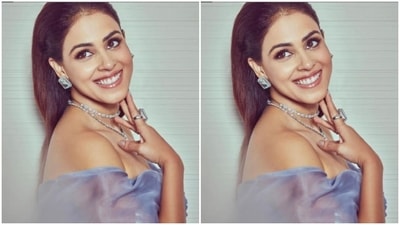 The off-shoulder blouse came in soft blue shimmery fabrics with dramatic sleeves. (Instagram/@geneliad)