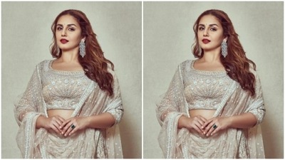 The blouse and the skirt of the lehenga are intricately embroidered in white and silver resham threads. (Instagram/@iamhumaq) The blouse and the skirt of the lehenga are intricately embroidered in white and silver resham threads. (Instagram/@iamhumaq)