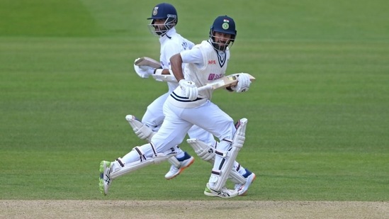 Cheteshwar Pujara and Ajinkya Rahane in action during the 4th day of the Second Test match between India and England at Lord's