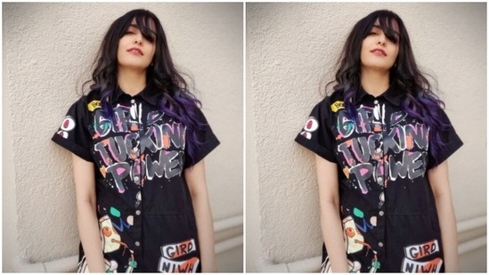 Adah left her coloured tresses open and flying to the wind as she looked at the camera.(Instagram/@adah_ki_adah)