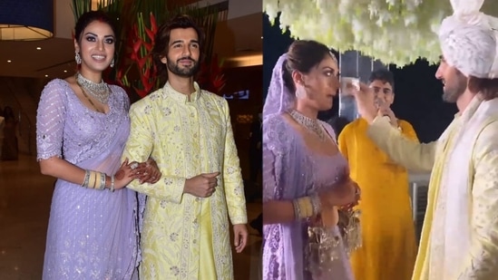 Anushka Ranjan and Aditya Seal at their wedding.&nbsp;