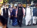 A delegation of Trinamool Congress MPs leave after meeting with Union home minister Amit Shah, in New Delhi on Monday.(ANI Photo) A delegation of Trinamool Congress MPs leave after meeting with Union home minister Amit Shah, in New Delhi on Monday.(ANI Photo)