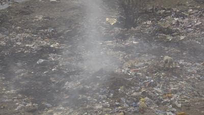 A pile of garbage set on fire near Indirapuram in Ghaziabad on Tuesday. (Sakib Ali) A pile of garbage set on fire near Indirapuram in Ghaziabad on Tuesday. (Sakib Ali)