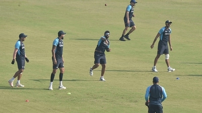 Players of Indian cricket team during a practice session, ahead of their test match against New Zealand scheduled on Nov. 25, in Kanpur, Tuesday, Nov. 23, 2021.&nbsp; (PTI)