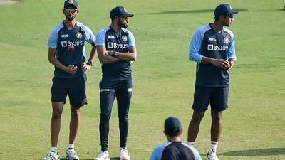 Players of Indian cricket team during a practice session, ahead of their test match against New Zealand scheduled on Nov. 25, in Kanpur, Tuesday, Nov. 23, 2021.&nbsp; (PTI)