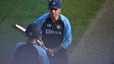 Head Coach of Team India Rahul Dravid during a practice session, ahead of their test cricket match against New Zealand scheduled on Nov. 25, in Kanpur, Tuesday, Nov. 23, 2021.&nbsp; (PTI)