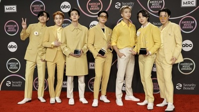 BTS members Jin, Suga, V, Jungkook, RM, Jimin, and J-Hope at the 2021 American Music Awards. (AFP) BTS members Jin, Suga, V, Jungkook, RM, Jimin, and J-Hope at the 2021 American Music Awards. (AFP)