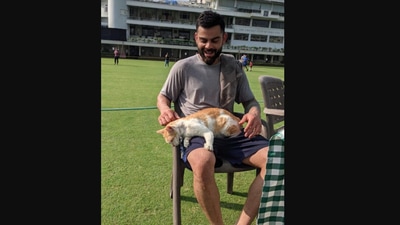 The image shows Virat Kohli with a cat. (Instagram/@virat.kohli)