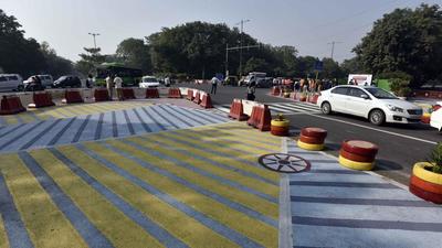Officials said the project at Rajghat intersection is part of the Delhi government’s “zero fatality corridor” (ZFC) project . (Sanjeev Verma/HT PHOTO)