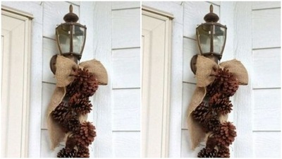 With pine cones and a rug shaped to form a bow, deck up your home's entrance. (https://in.pinterest.com/) With pine cones and a rug shaped to form a bow, deck up your home's entrance. (https://in.pinterest.com/)