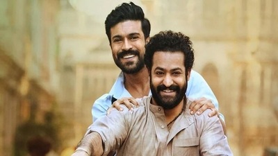 Jr NTR (front) in a still from RRR. Jr NTR (front) in a still from RRR. 