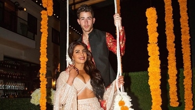 Priyanka Chopra and Nick Jonas during their Diwali celebrations. Priyanka Chopra and Nick Jonas during their Diwali celebrations. 
