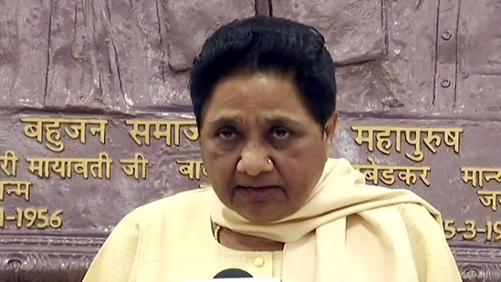 Bahujan Samaj Party (BSP) chief Mayawati addresses a press conference on Prime Minister Narendra Modi's announcement to repeal the three farm laws, in Lucknow on Friday.&nbsp;(ANI)