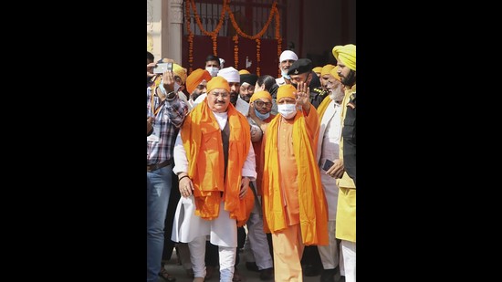 During his visit to Kanpur on Tuesday, BJP chief JP Nadda also credited the PM with ensuring that copies of Sikh scripture Guru Granth Sahib reached India from Afghanistan (PTI photo)