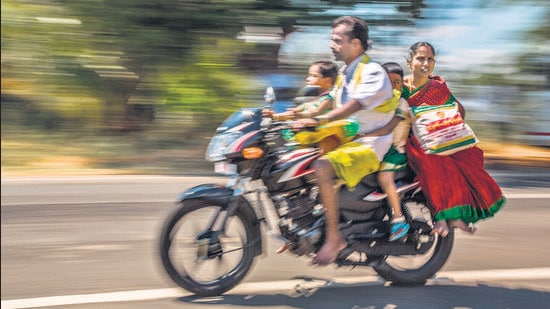 Though they provide relatively cheap and convenient mobility, motorised two-wheelers used in India are not designed for safety of carrying children as passengers. (Shutterstock (PIC FOR REPRESENTATION))