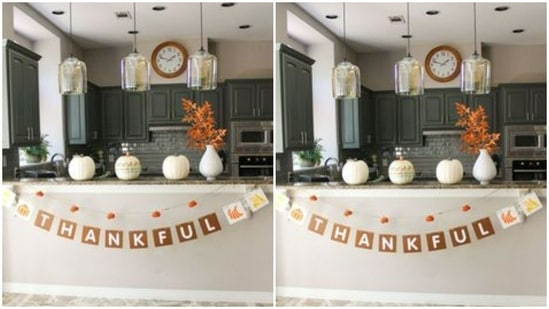 The kitchen counters make up for the family gossip zones. Design the thanksgiving in a rope of sorts and welcome your guests home.(https://in.pinterest.com/)